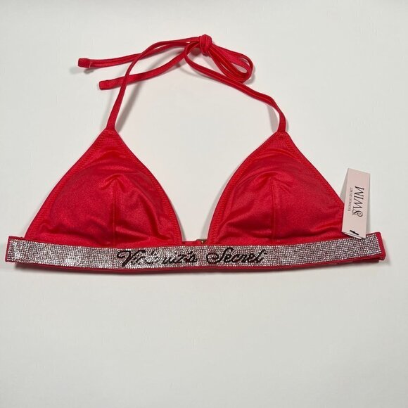 Victoria Secret Small S Shine Strap Triangle Bikini Top Bottom Set LOGO Pink - Picture 7 of 14